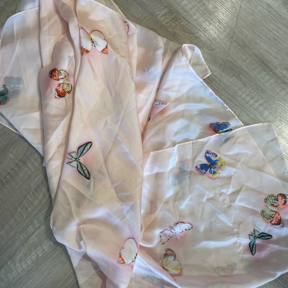 Accessories - Pink Butterfly Silk Scarf